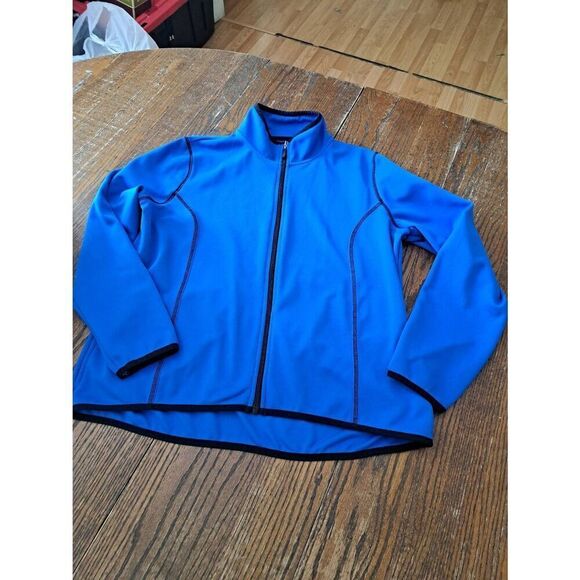 PXL Kim Rogers Petite 2pc Track Set Casual Pants and Front Zip Jacket Blue Black - Picture 2 of 5